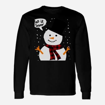 Snow Snowman Buffalo Plaid Xmas Scarf Christmas Sweatshirt Unisex Long Sleeve | Crazezy