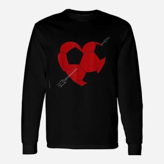 Soccer Ball Heart Valentines Day Long Sleeve T-Shirt - Thegiftio