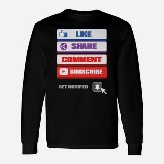 Social Media Like Share Comment Subscribe Vlogger Unisex Long Sleeve | Crazezy