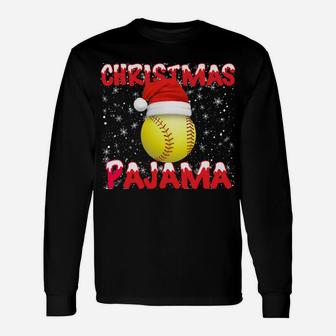 Softball Christmas Gifts Ball Santa Hat Funny Xmas Pajamas Sweatshirt Unisex Long Sleeve | Crazezy UK