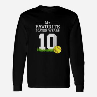 Softball Number 10 Fan Mom Dad Grandma Sister Unisex Long Sleeve | Crazezy DE