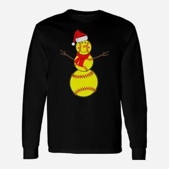 Softball Snowman Christmas Santa Hat Scarf Matching Pajama Unisex Long Sleeve | Crazezy