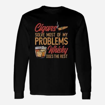 Solves Most Of My Problems And Whisky Helps Unisex Long Sleeve | Crazezy CA