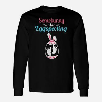 Somebunny Is Eggspecting Cute Baby Pregnancy Announcement Unisex Long Sleeve | Crazezy