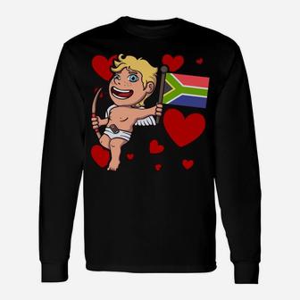 South African Cupid Valentines Day South Africa Long Sleeve T-Shirt - Seseable