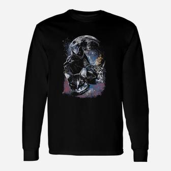 Space Cats Moon Unisex Long Sleeve | Crazezy