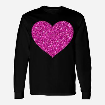 Sparkly Pink Valentine Heart Fun Husband Wife Top Long Sleeve T-Shirt - Thegiftio UK