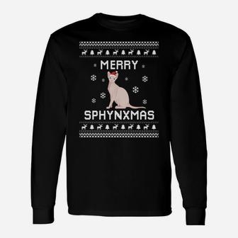 Sphynx Cat Lover Christmas Ugly Xmas Sweater Sphynx Gift Sweatshirt Unisex Long Sleeve | Crazezy