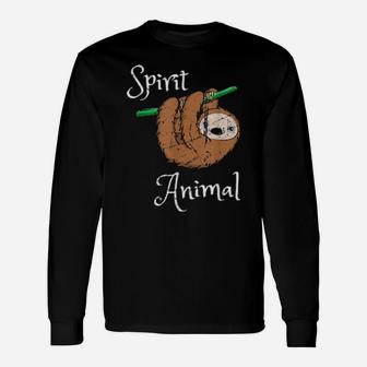 My Spirit Animal Sloth Introvert Distressed Long Sleeve T-Shirt - Monsterry