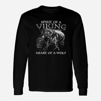 Spirit Of A Viking Heart Of A Wolf Long Sleeve T-Shirt - Thegiftio UK