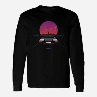 Sports Car Retrowave Synthwave Aesthetic Long Sleeve T-Shirt - Thegiftio