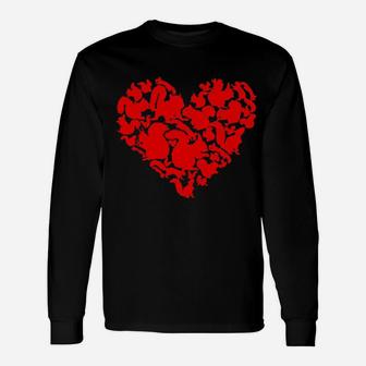 Squirrel Heart Valentine Squirrel Lover Long Sleeve T-Shirt - Monsterry UK