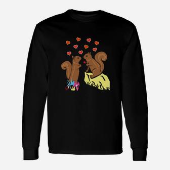 Squirrel Valentine Simple Long Sleeve T-Shirt - Monsterry