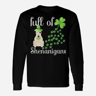 St Patricks Day Bull Terrier Shirt Dog Shamrocks Green Paw Unisex Long Sleeve | Crazezy CA