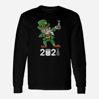 St Patricks Day Dabbing Leprechaun 2021 Long Sleeve T-Shirt - Thegiftio UK