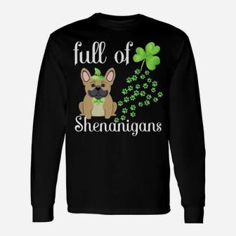St Patricks Day French Bulldog Shirt Dog Shamrocks Green Paw Unisex Long Sleeve | Crazezy