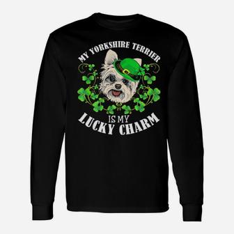 St Patricks Day My Yorkshire Terrier Is My Lucky Charm Long Sleeve T-Shirt - Monsterry DE