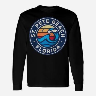 St Pete Beach Florida Fl Vintage Nautical Waves Design Raglan Baseball Tee Unisex Long Sleeve | Crazezy CA