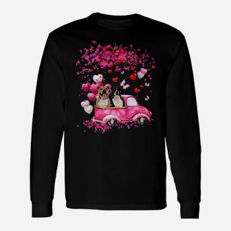 Staffordshire Bull Terrier Couple Valentine Fall Long Sleeve T-Shirt - Monsterry