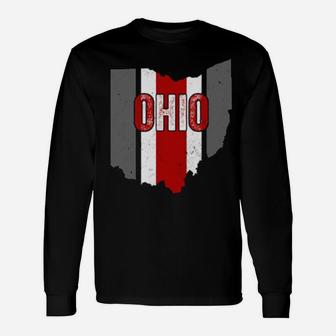 State Of Ohio Vintage Ohio Columbus Striped Distressed Long Sleeve T-Shirt - Monsterry AU