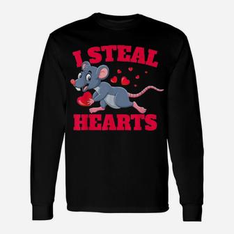 I Steal Hearts Mouse Love Valentine's Day Idea Long Sleeve T-Shirt - Monsterry