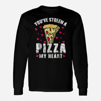 Stolen Pizza My Heart Funny Valentines Day Shirt Food Gift Unisex Long Sleeve | Crazezy