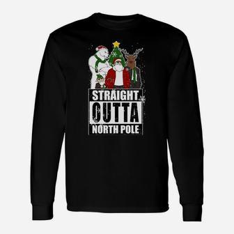 Straight Outta North Pole Santa Claus Christmas Family Squad Sweatshirt Unisex Long Sleeve | Crazezy DE