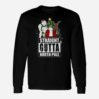 Straight Outta North Pole Santa Claus Christmas Family Squad Unisex Long Sleeve | Crazezy CA