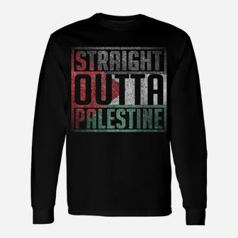 Straight Outta Palestine, Free Palestina, Palestine Flag Unisex Long Sleeve | Crazezy