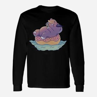 Summer Hippo Cute Funny Relax Sweatshirt Unisex Long Sleeve | Crazezy