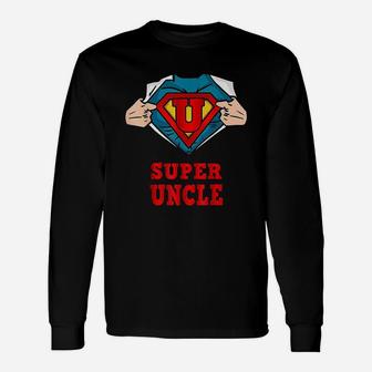 Super Uncle Superhero Great From Niece And Neph Long Sleeve T-Shirt - Thegiftio UK