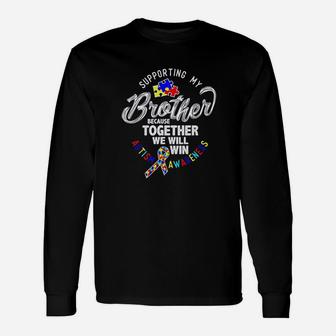 Supporting My Brother Awareness Ribbon Heart Long Sleeve T-Shirt - Thegiftio