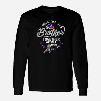 Supporting My Brother Awareness Ribbon Heart Unisex Long Sleeve | Crazezy AU