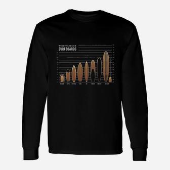 Surfboards Size And Type Chart Surfer Surfing Long Sleeve T-Shirt - Thegiftio UK