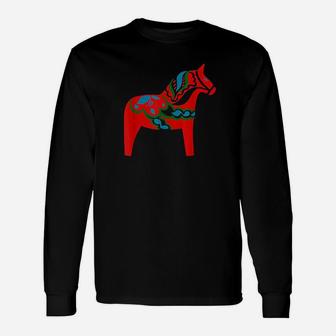 Swedish Dala Horse Sweden Red Dalecarlian Horse Design Unisex Long Sleeve | Crazezy AU