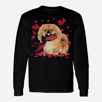 Sweet Valentine Tan Pekingese Long Sleeve T-Shirt - Monsterry