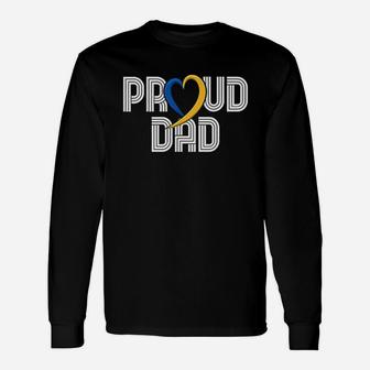 Syndrome Dad Blue Yellow Ribbon Special Needs Gift Unisex Long Sleeve | Crazezy
