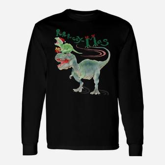 T-Rex And Baby Rex Dinosaur Christmas Xmas Unisex Long Sleeve | Crazezy CA