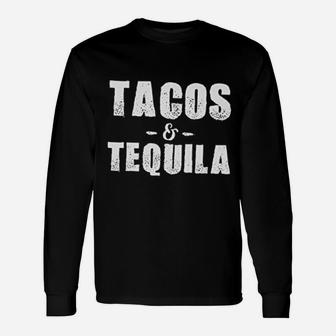 Tacos And Tequila Off Shoulder Tops White Mexican Vacation Funny Saying Unisex Long Sleeve | Crazezy
