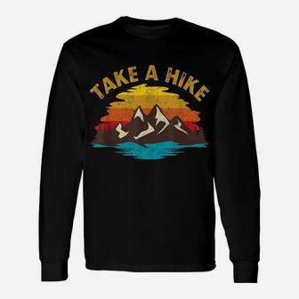 Take A Hike Outdoor Sunset Vintage Style Mountains Nature Unisex Long Sleeve | Crazezy DE