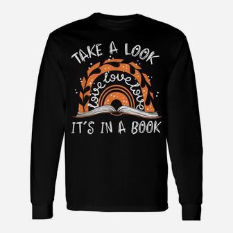 Take A Look It's In A Book Boho Rainbow Funny Reader Unisex Long Sleeve | Crazezy CA