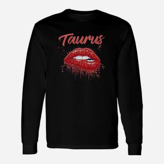Taurus Birthday Red Lips Unisex Long Sleeve | Crazezy DE