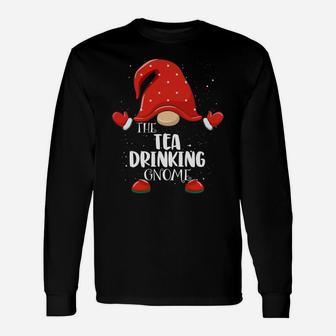 Tea Drinking Gnome Matching Family Group Christmas Pajama Sweatshirt Unisex Long Sleeve | Crazezy AU