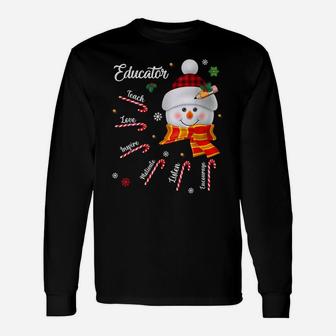 Teach Love Inspire Educator Lover Snowman Christmas Xmas Unisex Long Sleeve | Crazezy