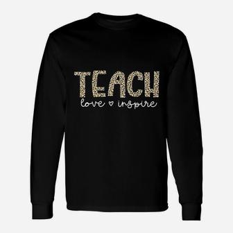 Teach Love Inspire Women Funny Leopard Teaching Unisex Long Sleeve | Crazezy
