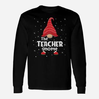 Teacher Gnome Family Matching Christmas Funny Gift Pajama Sweatshirt Unisex Long Sleeve | Crazezy CA