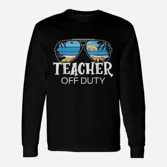 Teacher Off Duty Sunglasses Palm Tree Beach Sunset Unisex Long Sleeve | Crazezy