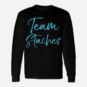 Team Pink Or Team Blue Pick Side Gender Reveal Team Staches Unisex Long Sleeve | Crazezy