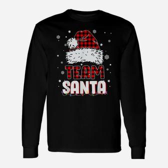 Team Santa Claus Hat Buffalo Plaid Christmas Matching Family Unisex Long Sleeve | Crazezy