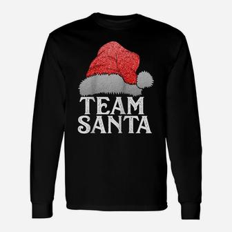 Team Santa Claus Hat Christmas Matching Family Group Pajama Raglan Baseball Tee Unisex Long Sleeve | Crazezy